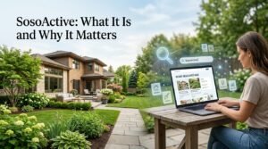 SosoActive digital media research alongside a modern American home and garden
