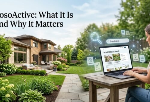 SosoActive digital media research alongside a modern American home and garden