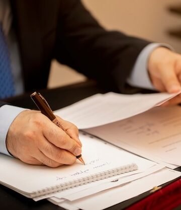 businessman signing important contract papers